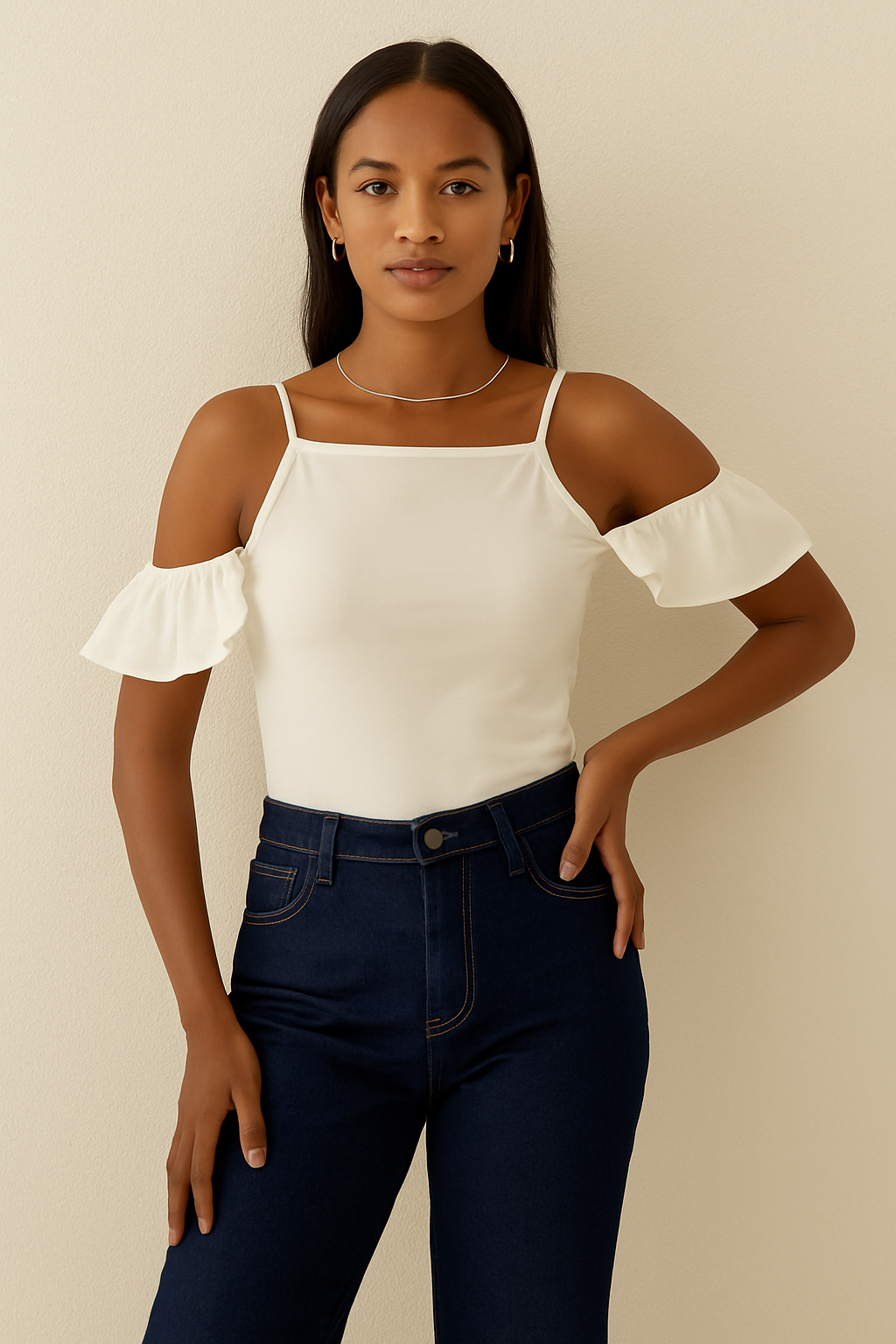 Blusa con escote en hombros