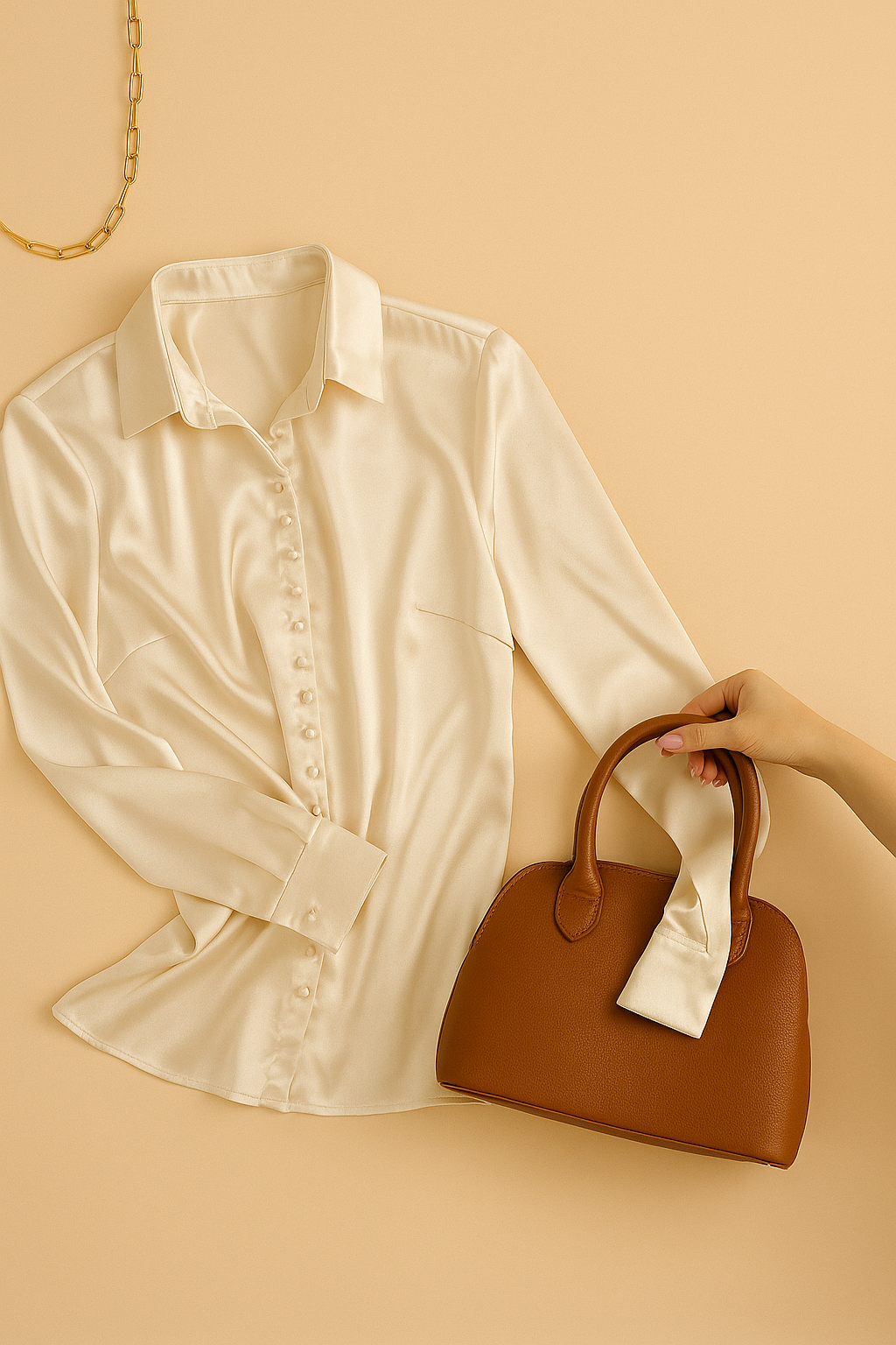 Blusa satinada crema