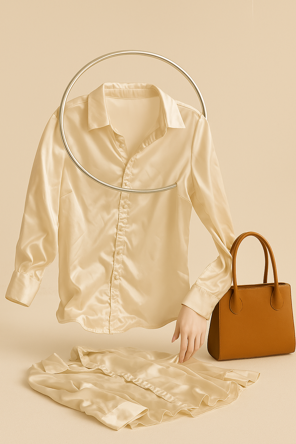 Blusa satinada crema
