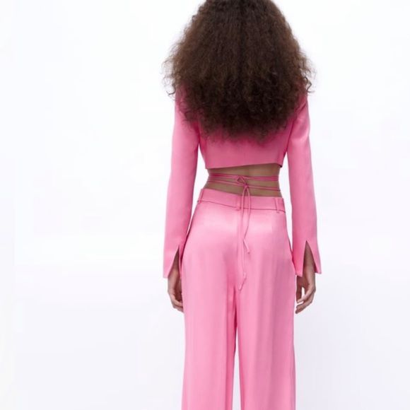 Pantalón Palazzo Satinado Rosa Barbie 💖🌸