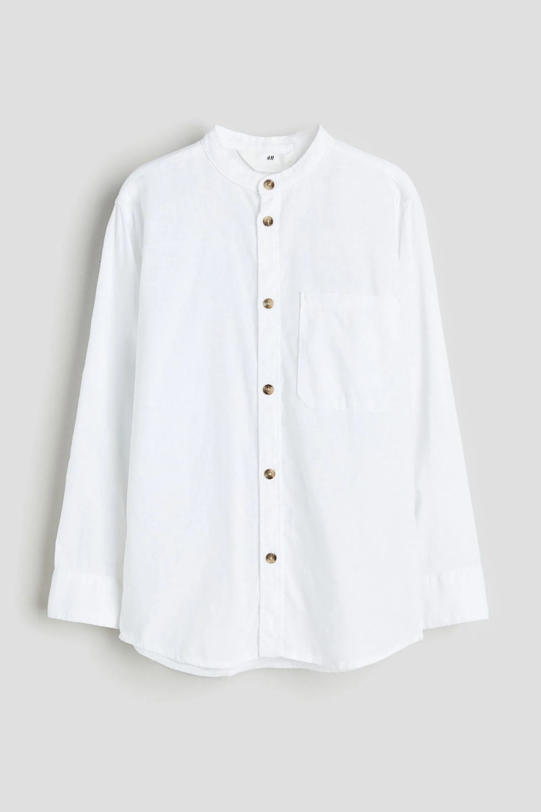 Camisa blanca cuello mao de lino – estilo fresco y elegante 🤍🌿