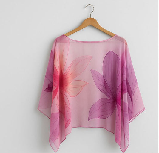 Blusón floral de gasa en tonos rosa – Ligereza y arte sobre tu piel
