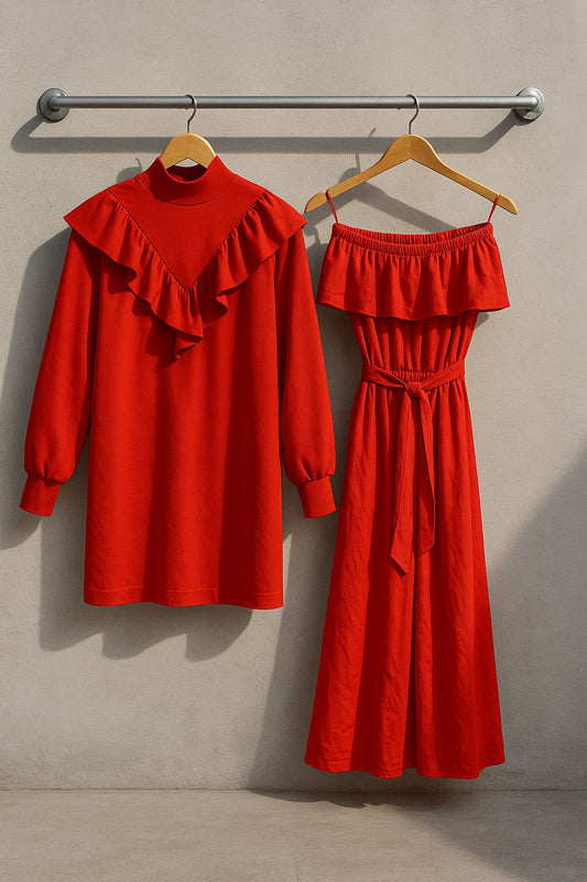 Blusa y vestido rojos