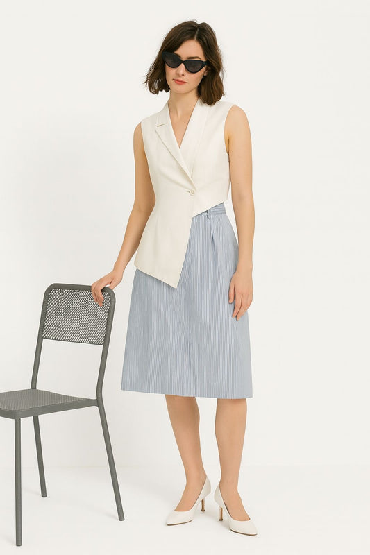 FALDA líneas blancas celeste