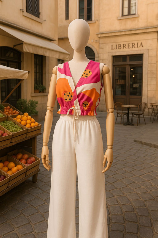Crop top abstracto con estampado floral