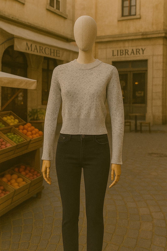 Sueter de Punto Grueso Con Cuello Redondo, Manga Larga, Casual Para Mujer