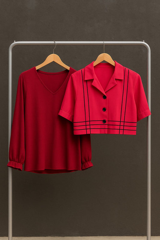 Crop top rojo con botones