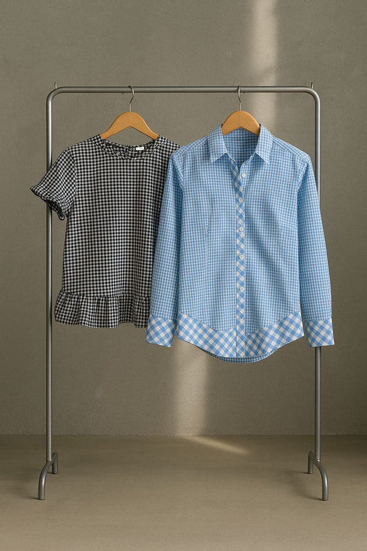 Blusa estampado a cuadros blanco y negro