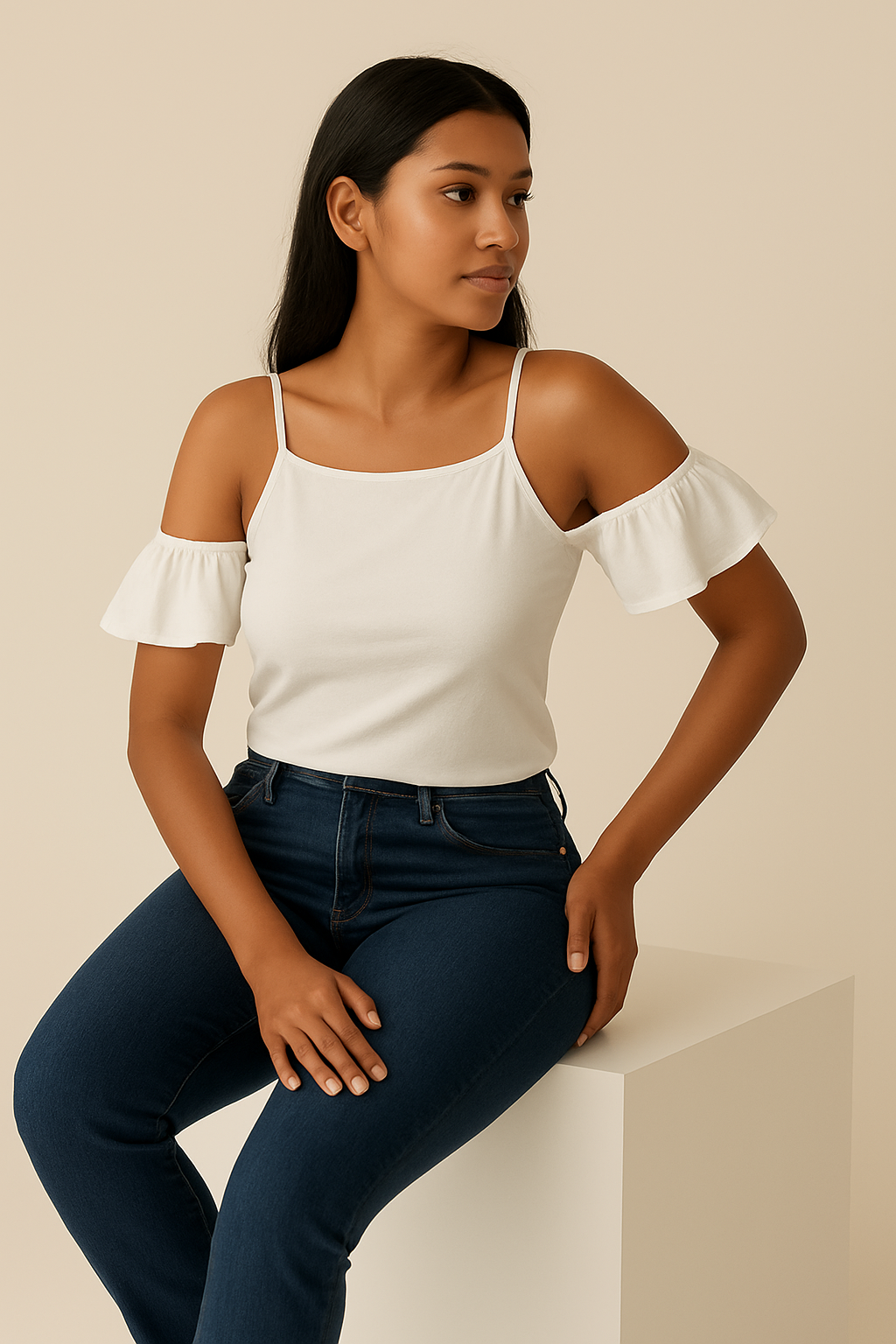 Blusa con escote en hombros