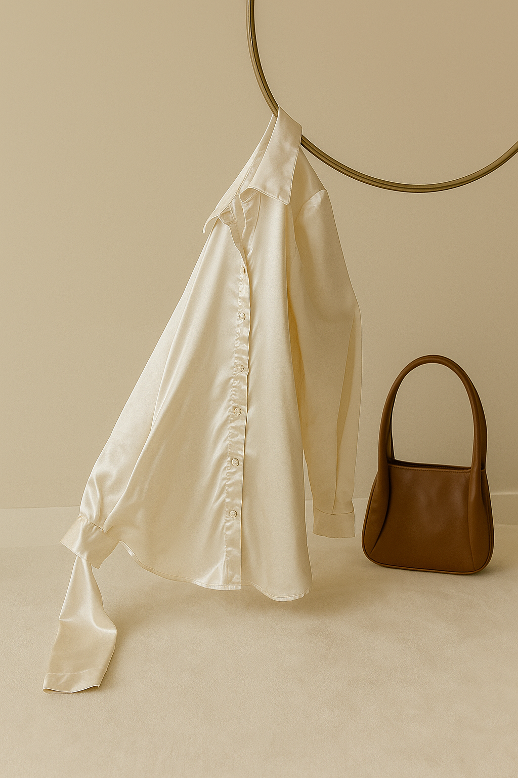 Blusa satinada crema