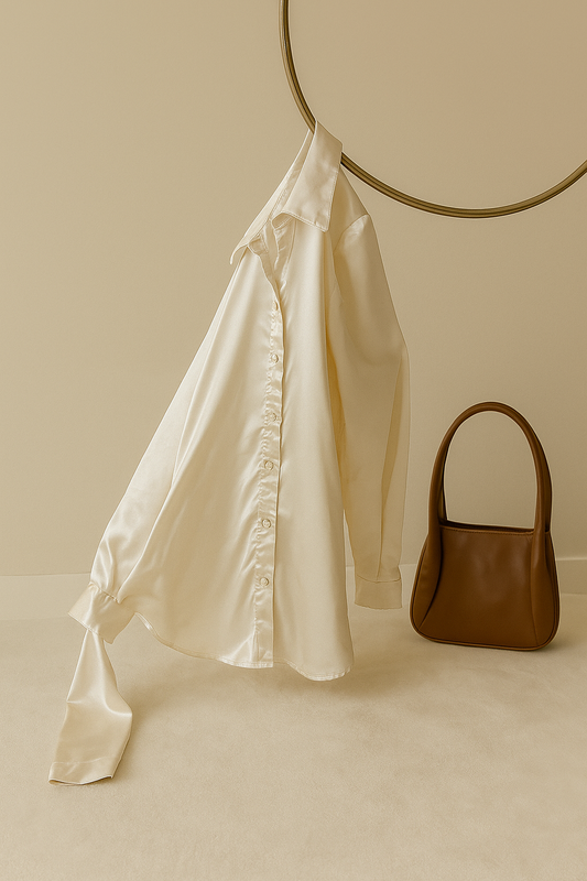 Blusa satinada crema