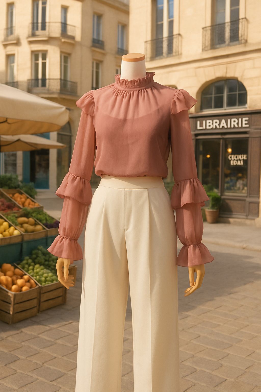 Blusa con fruncido en las mangas