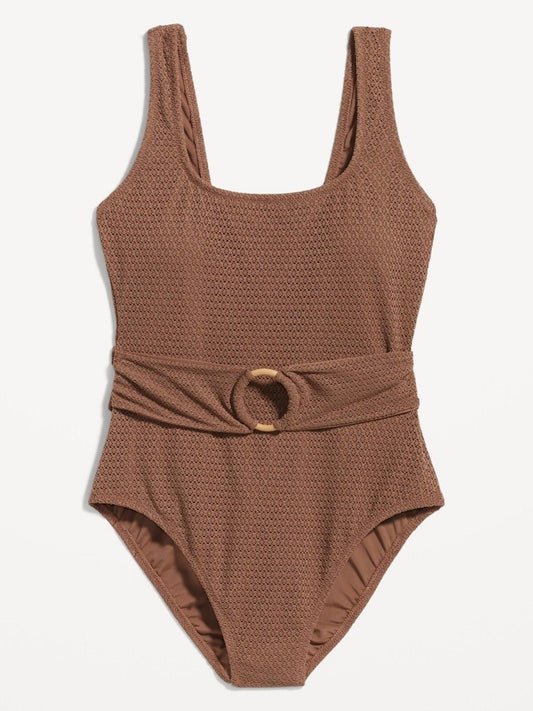 Traje de baño de una pieza café
