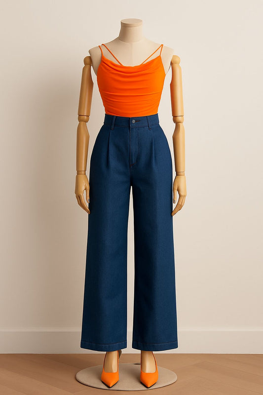 Body color naranja con tirantes delgados