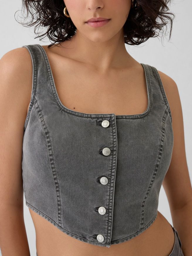 Top Corset Denim – Estilo con carácter 🖤👖