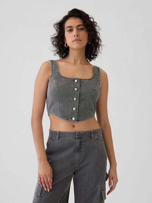 Top Corset Denim – Estilo con carácter 🖤👖
