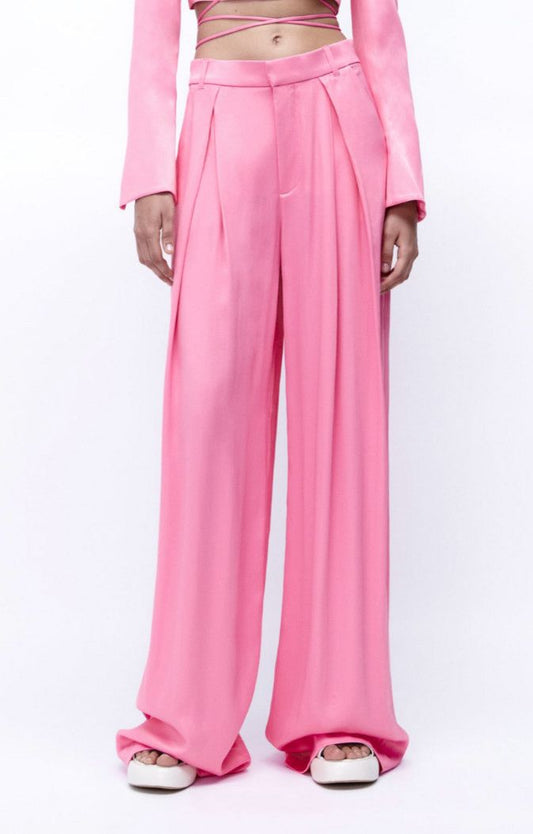Pantalón Palazzo Satinado Rosa Barbie 💖🌸
