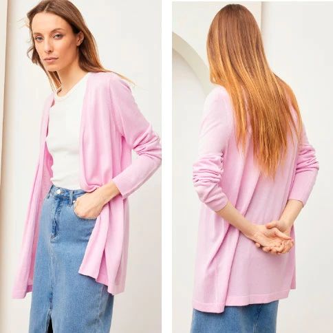 Cárdigan Rosado Suave de Corte Abierto 💗🧥