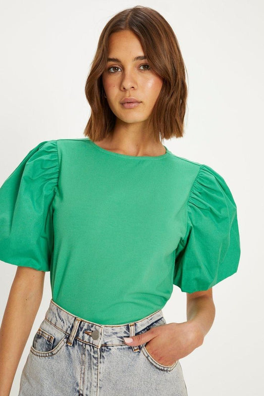 Blusa Verde Esmeralda con Mangas Abullonadas 💚🌿