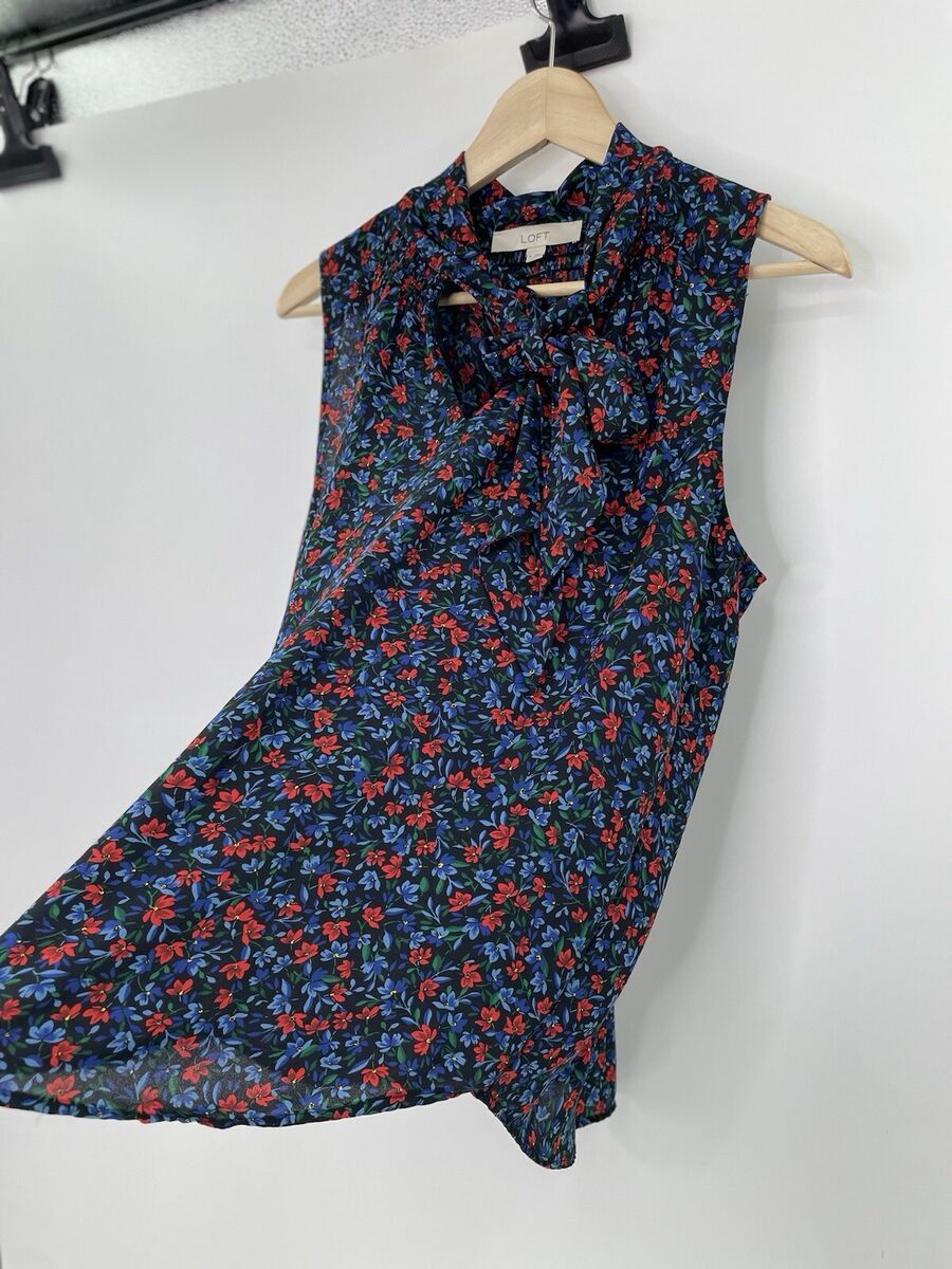 Blusa Floral Sin Mangas con Lazo – LOFT 🌸💙