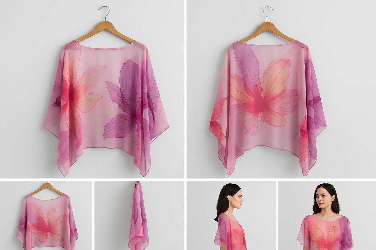 Blusón floral de gasa en tonos rosa – Ligereza y arte sobre tu piel
