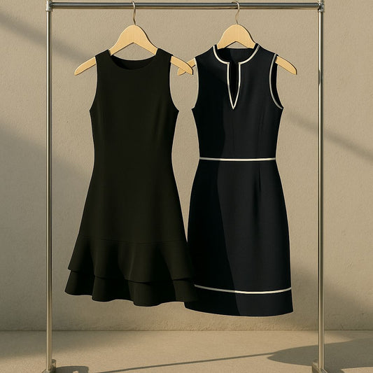 Vestido negro con borde blanco