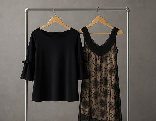 Blusa y vestido negro