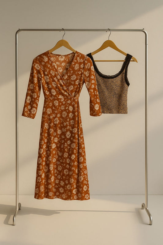 Vestido largo con mangas con estampado